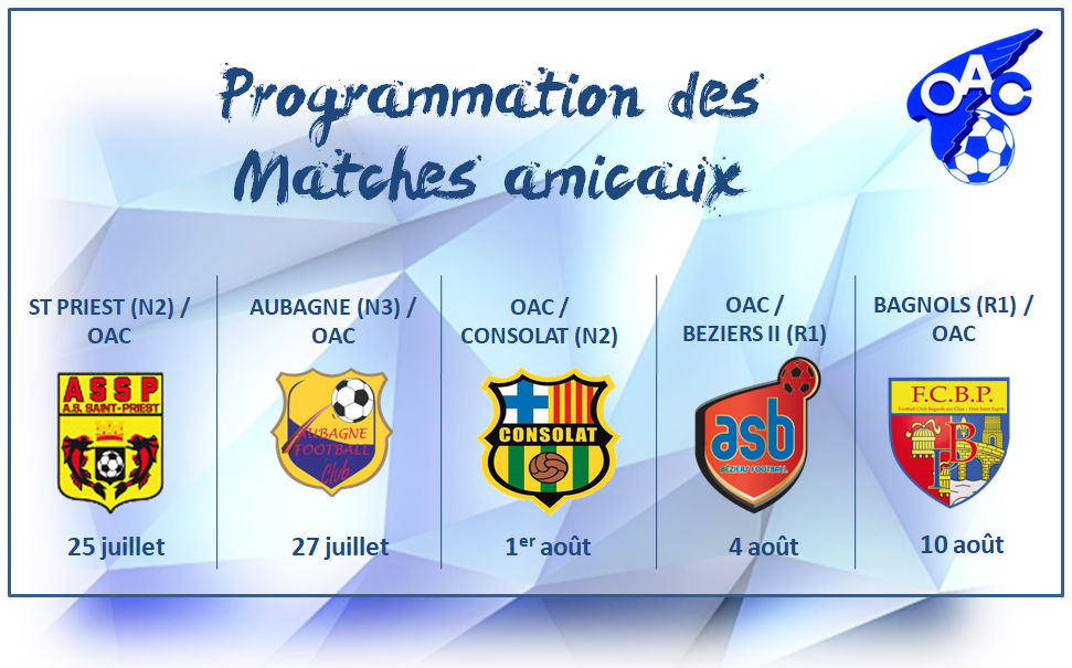 Programme des matchs amicaux